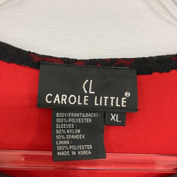 Carole Little size XL Black Red Mesh Lace Asian Print Whimsigoth Y2K Stretch Top - Picture 8 of 11